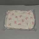 Makeup Bag for Women 3PCS Quilted Cotton Make Up Bag Travel Cosmetic Bag Large Makeup Bag Set Cute Bow Makeups Purse Organizer Floral Toiletry Pouch (White)