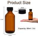 Bekith 30 Pack 2 oz Boston Round Glass Bottle with Black Caps, Amber