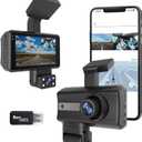 Dash Camera 2 Channel Car Camera 360 Front Interior Dash Camera FHD DVR 3" LCD Super IR Night Vision 24 Hour Parking Monitor Motion Detection