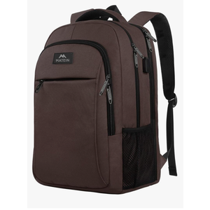 MATEIN Laptop Backpack, Extra Large TSA Friendly 17.3 Inch Travel Computer Backpack with USB Charging Port, Anti Theft Carry On Flight Approved Business Work College Backpack Bag for Men Women, Brown