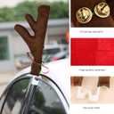 Car Reindeer Kit, Premium Auto Christmas Decoration Set with Antlers & Red Nose & Jingle Bells, Universal Reindeer Ornament Kit Exterior Accessories for Car SUV Truck (Coffee)