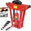 12 Ton Hydraulic Pipe Bender, Manual Copper Tubing Bender with 6 Dies (1/2",3/4",1",1-1/4",1-1/2",2"), 90-180 Adjustable Rollers for Steel Iron Metal Ratcheting
