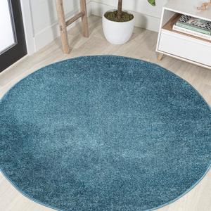 JONATHAN Y Haze Solid Low-Pile Turquoise 5' Round Indoor Area Rug, Coastal,Bohemian,Minimalist,Classic, Easy-Cleaning for Living Room,Bedroom,Kitchen,Pet Friendly,Non-Shedding (SEU100H-5R)