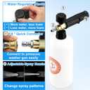 JOEJET Pressure Washer Gun with Foam Cannon, Car Wash Foam Gun with 1/4 Quick Connector, 5 Pressure Washer Nozzle Tips, 1 Liter