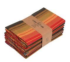 Urban Villa Napkins set of 12 red multi stripes 100% Cotton