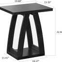 FROMJBEST End Tables Living Room, Side Table Beside Sofa, Nightstand for Bedroom, Couch Side Table with Shelf, Modern End Table for Living Room, Black End Table Set of 2