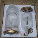 Glass Hurricane Candle Holder Decorative Gold Candle Lantern, Pillar Candlestick Holders Set of 2, Hanging Metal Holder Modern Table Centerpieces, Antique Brass