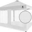 Mesh Sidewall for 10x10 Pop Up Canopy - Straight Leg, Commercial Grade White Mesh Walls with Window and Door, 1 Pack Canopy Sidewall Only, White