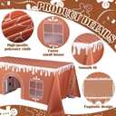 Gingerbread House Christmas Tablecloth, Reusable Funny Christmas Tablecloth Rectangle,Festive Winter Pattern Cloth,Interactive Playhouse with Playful Cut-Out Windows, for Party Kitchen Decor