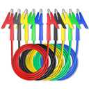 Goupchn 5PCS Alligator Clips Test Leads Dual Ended Crocodile Wire Cable with Insulators Clips Test Flexible Copper Cable for Electrical Testing 6.56ft/2m