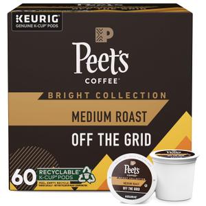 Peet's Coffee, Medium Roast Keurig K-Cup Pods, 100% Arabica Coffee - Off The Grid, 60 Count (6 Boxes of 10 K-Cup Pods) (EXP 11/04/26)