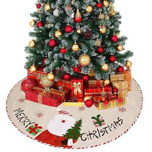 SalLady Christmas Tree Skirt Round 43.31in Decorative Santa Claus Printed Xmas Tree Mat Ornament Party Shop Office