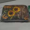 Bible Cover PU Leather Bible Case with Bookmark Sunflower Butterfly Bible Carrying Case for Women Men Christian Bible Note Books Carrying Accessories 20.5x28x5.5cm