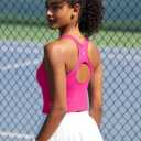 RUNNING GIRL Workout Tank Tops with Built in Bras for Women,Compression Shirt Strappy Back Athletic Yoga Tops (Pink, M)