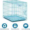 MidWest Homes for Pets 24-Inch Blue Fashion iCrate for Small Breeds, 12-20 lbs, Single Door Folding Dog Crate with Divider Panel, Leak-Proof Tray & Secure Latch, Portable, Durable & Easy to Assemble