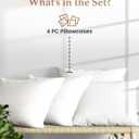 1000 TC White Standard Pillowcases Set of 4 100% Egyptian Cotton Pillow Cases with Long Staple Cotton & Sateen Weave, Silky Soft Hotel - Like Bed Pillow Covers for Comfy Sleeping, Snug Fit