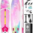 Inflatable Stand Up Paddle Board 11'*33", Extra Wide Paddle Boards for Adults, SUP with Premium Accessories, Adjustable Paddle, Hand Pump, Bottom Fin, Leash Waterproof Phone Bag (pink with seat)