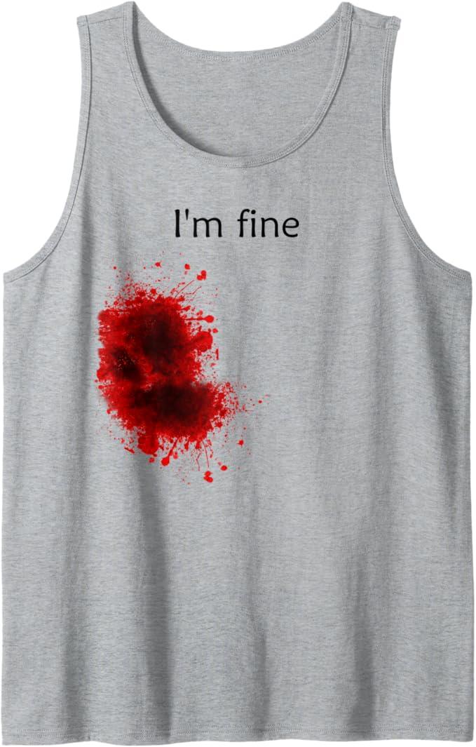 I'm Fine Bloody Wound Halloween Gross Costume Tank Top, 3Y