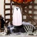 Halloween Ghost Decor Light - Halloween Decorations Indoor - Light Up Ghost in Glass Cloche, Cute Ghost Decor for Indoor Party Home Table Room Kitchen and Fireplace Decorations