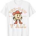 Western Tee Haw Y'all Funny Golf Ball Cowgirl Southern Women T-Shirt, XL