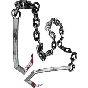 Nicky Bigs Novelties Plastic Fake Butcher Hook Meat Hooks with Chain Weapons Halloween Horror Prop