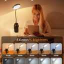 Mubarek Clip on Lamp,5 Brightness+5 Color Clip on Light,200LM 36 LED Reading Lights for Books in Bed,1800mAh Battery Powered Lamp Battery Operated Lights,Rechargeable Desk Lamp with Clamp Light (Black)