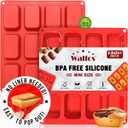 Walfos Silicone Mini Loaf Pan, 12 Cavities Mini Bread Pan Brownie Pan, Food Grade & Non-Stick, Ideal For Mini Bread, Brownie, Cornbread, Cheesecake & Chocolate, Set of 2