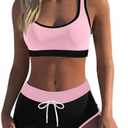Wenly zeng Womens Sport Two Piece Swimsuits Racerback Tops Boyshort Bottom S