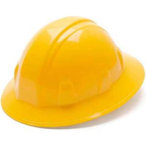 Pyramex HP24130 Full Brim Hard Hat 4 Point Ratchet Suspension - Yellow