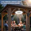 Solar Ceiling Fan with Light Indoor Outdoor, Daytime Available Solar Shed Fan Light with Pull String, 3-in-1 Modes, IP65 Waterproof for Gazebo, Shed, Barn, Patio, Chicken Coop 2 Pack