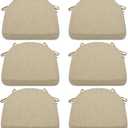 Shinnwa Kitchen Chair Cushions Set of 6, Non-Slip Dining Chair Cushions with Ties and Machine Washable Cover, 6 Pack, 17 x 16.5 x 2in, Natural Linen