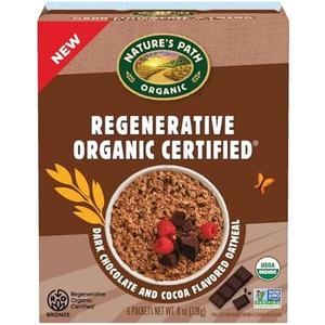 Nature's Path Organic Regenerative Organic Certified Dark Chocolate & Cocoa Instant Oatmeal, 8 oz (Pack of 6), Non-GMO, Fair Trade