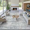 Soalmost 10x14 Area Rugs for Living Room, Non Slip Machine Washable Vintage Rugs, Low Pile Lightweight Large Rug for Bedroom, Dining Room, Home Office Grey