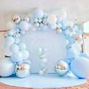Baby Blue Balloon Arch Kit Macaron Blue Metallic Silver Balloon Garland, Baby Shower Birthday Party Decorations