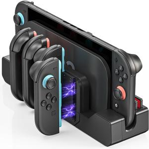 VR&AR Controller Charging Station Dock for Nintendo Switch 2 Joycon, Controllers Charger Compatible with Switch 2 Joy Con, Charge up to 6 Controllers, with Charging Indicator and 2 Card Slot