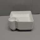 Lawei 10Pcs Chips and Dip Plates, Plastic Serving Platter Set Dumpling Plate with Dipping Saucer, White Divided Snack Serving Dishes for Appetizer, Sushi, Taco Salsa, Charcuterie, Reusable