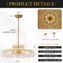 8-Light Modern Water Ripple Glass Chandelier 21.6" Pendant Chandelier Luxury Gold Hanging Lighting for Living Dining Room,Kitchen,Foyer,Entryway,Bedroom,E12 Base