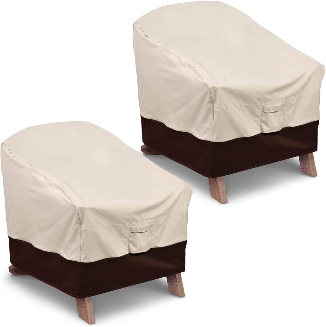 Vailge Patio Adirondack Chair Covers, Heavy Duty Patio Chair Cover, Waterproof Outdoor Lawn Patio Furniture Covers (Standard - 2 Pack, Beige & Brown)