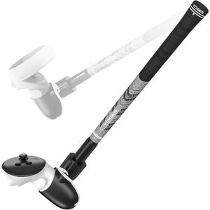 YOGES VR Golf Club Attachment Compatible with Meta Quest 3S/ Quest 3/ Oculus Quest 2 Controller, Non-Slip VR Golf Handle Grips 90 Degree Keep Tracking for Golf VR Games (ONLY for Right Controller) (Black/Grey)