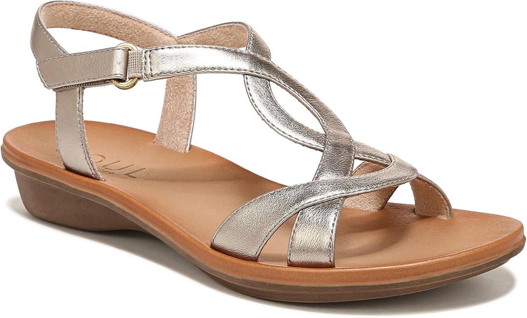 Naturalizer SOUL Womens Solo Flat Comfortable Sandal Warm Silver 8 M