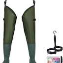 Fishing Hip Waders for Men Women with Boots Waterproof Lightweight 2-Ply PVC/Nylon Bootfoot for Fishing Hunting (9, Green)