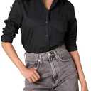 Amazon Essentials Women's Regular-Fit Long-Sleeve Button-Down Poplin Shirt, Business Casual, Office Work Large