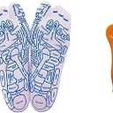 SET OF 2, Broman Reflexology Socks with Acupressure Pen with Gua Sha End,Foot Pain Relief Remedy,Men's Size + Mens Fuzzy Cat Socks