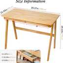 Cttasty Computer Desk with Drawers, Solid Wood Writing Desk, Mid Century Modern Home Office Desks, Oak Study Table, Small Desk for Bedroom, 29.1 H x 39.4 W x 21.7 D Inches, Natural