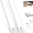 Pak 8 Inch Under Counter Cabinet Lighting, 41 LED Battery Operated Motion Sensor Light, Dimmable Closet Lights, USB Rechargeable, Wireless Magnetic Under Counter Light for Kitchen, Bathroom, 2 Packs