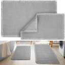 Tinideya Waffle Bathroom Rugs and Mats Sets 3 Pcs Waffle Bath Mat 19 x 30 and 23 x 32 and    23 x 46 Absorbent Non Slip Machine Washable Bath Rugs(Light Gray)