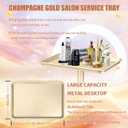 Salon Tray on Wheels, Champagne Gold Salon Rolling Tray with Adjustable Height, Metal Service Instrument Storage Tray for Salon&Home Use