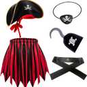 5Pcs Pirate Costume Kids,Girls Pirate Costumes Halloween Pirate Dress Up Pirate Accessories for Kids Gift (Medium)