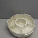 Divided Rotating Serving Tray with Lid and Handle, Portable Snackle Box for Fruits Snacks Veggie Charcuterie, Clear Lazy Susan Organizer and Fridge Storage Container for Adults Child (1PCS,12" L (White)