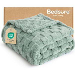 Bedsure Sage Green Twin XL Blanket for Bed - Super Soft Cozy Fleece Blankets for Women, Cute Small Throws for Girls, 66x90 Inches